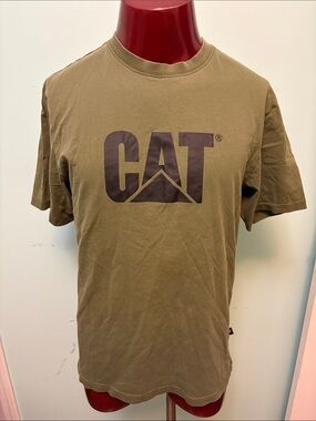 CAT Short Sleeve Logo Tee in Olive Green
